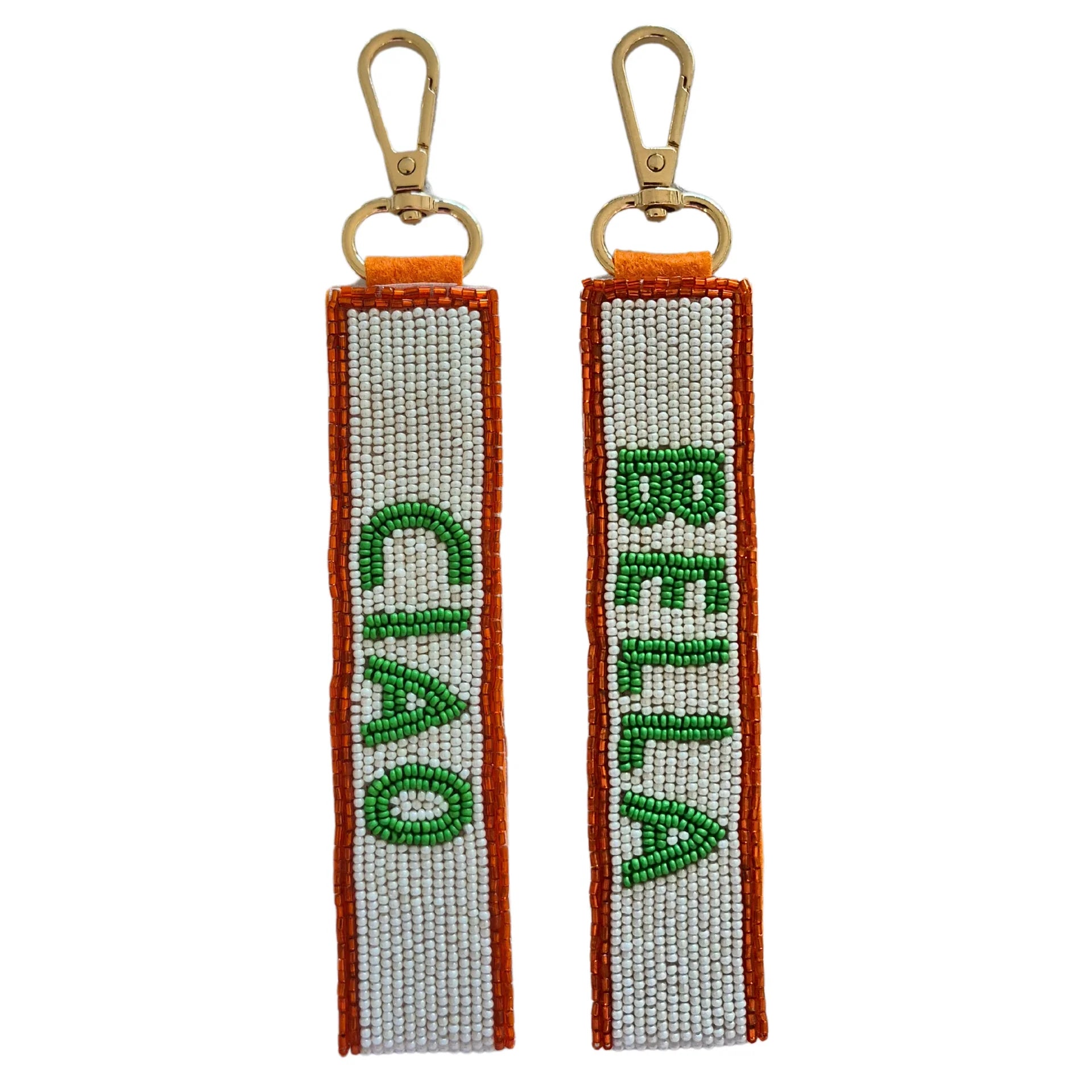Beaded Keychain | White + Green Ciao Bella
