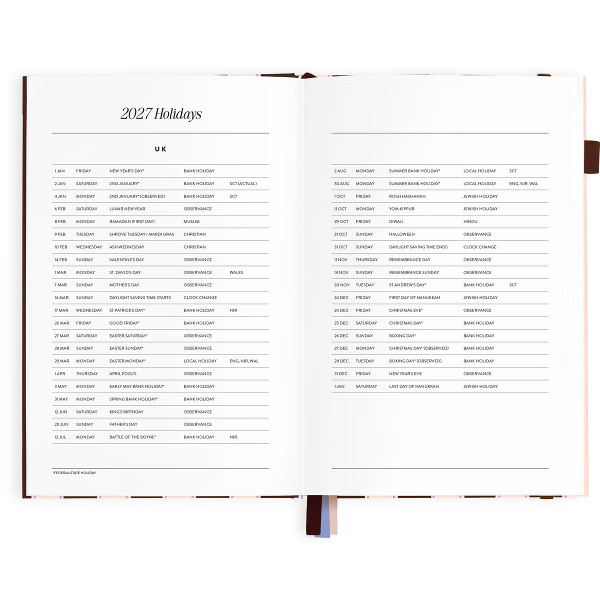 2027 A5 Academic Vertical Planner | Chocolate Stripe