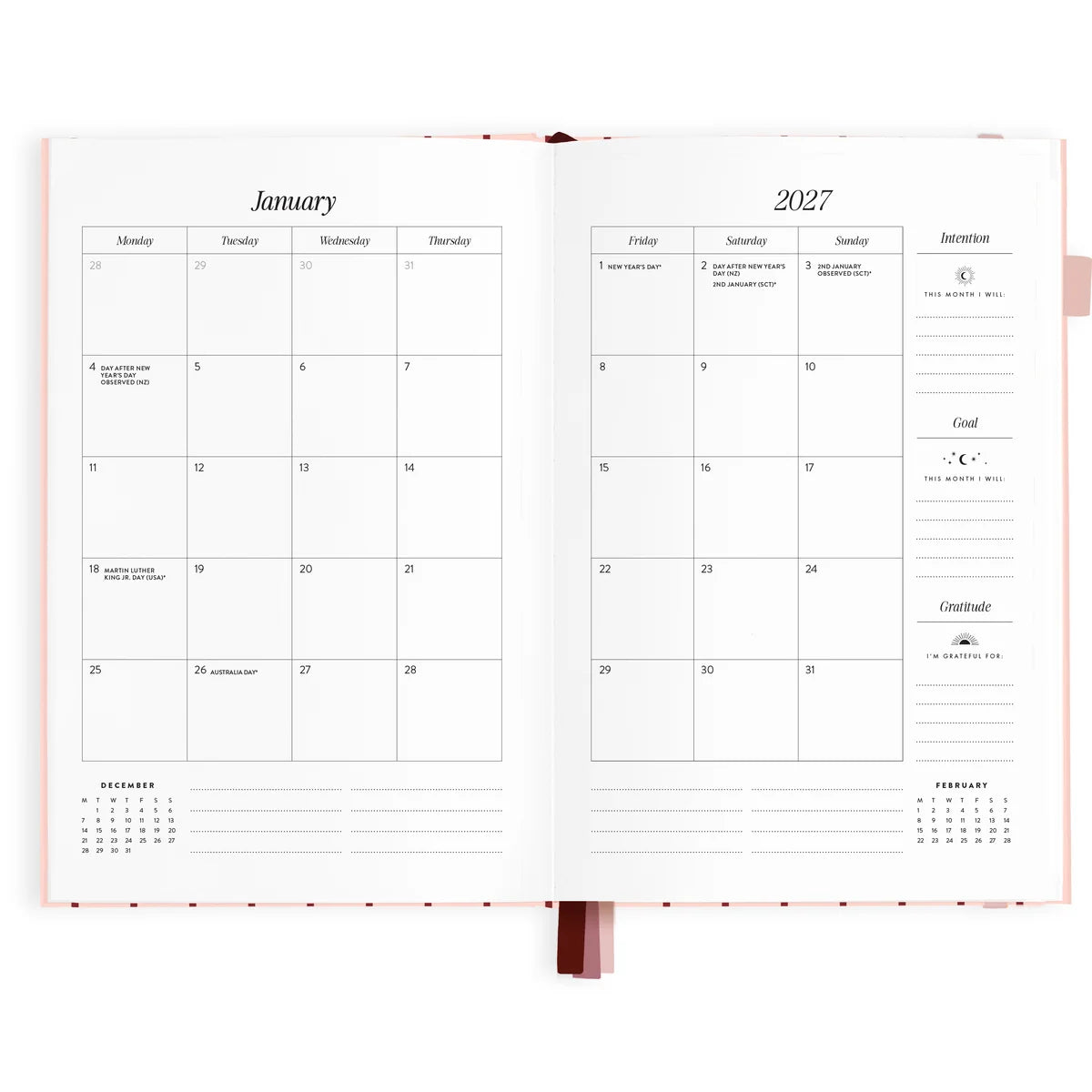2027 A5 Horizontal Planner | Rosé Pinstripe