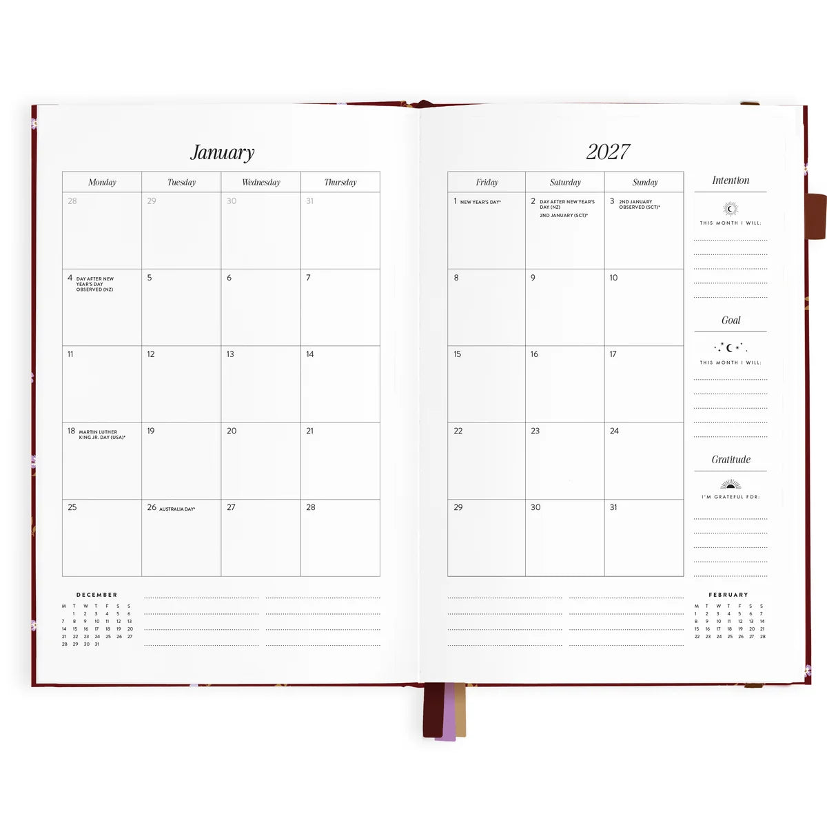 2027 A5 Vertical Planner | Cherry Wisteria