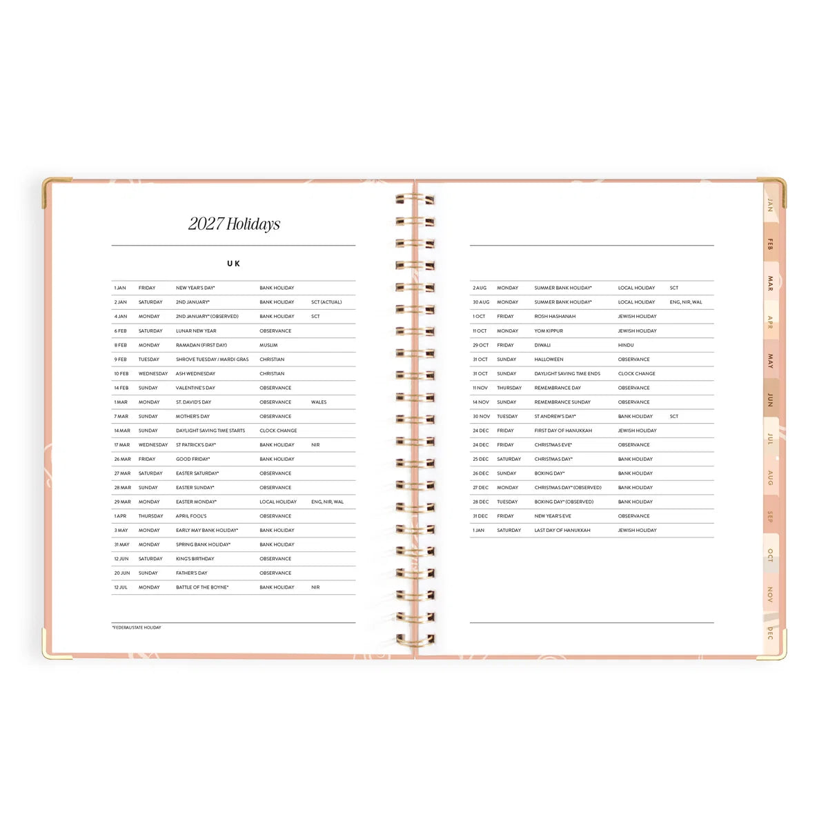 2027 A4 Academic Vertical Planner | Amalfi Peach