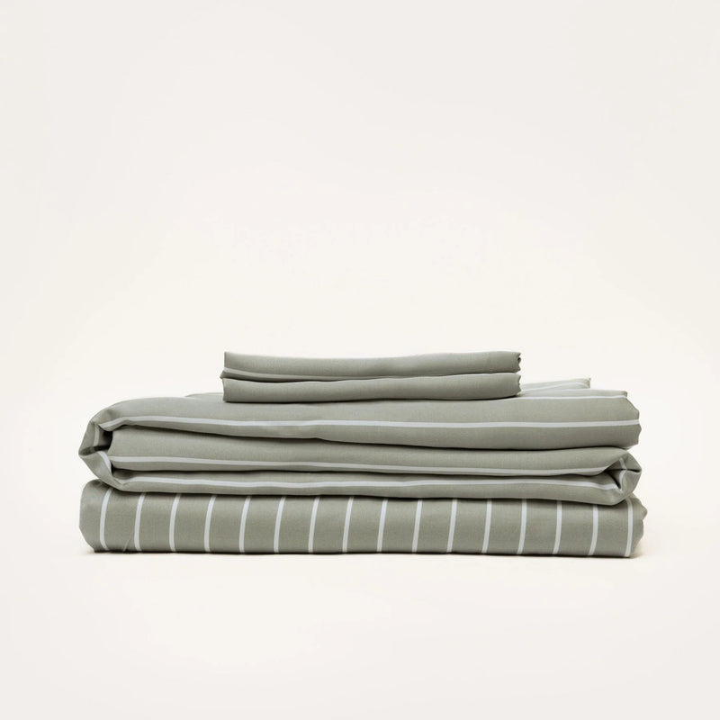 100% Organic Bamboo Sheet Set | Olive Stripe