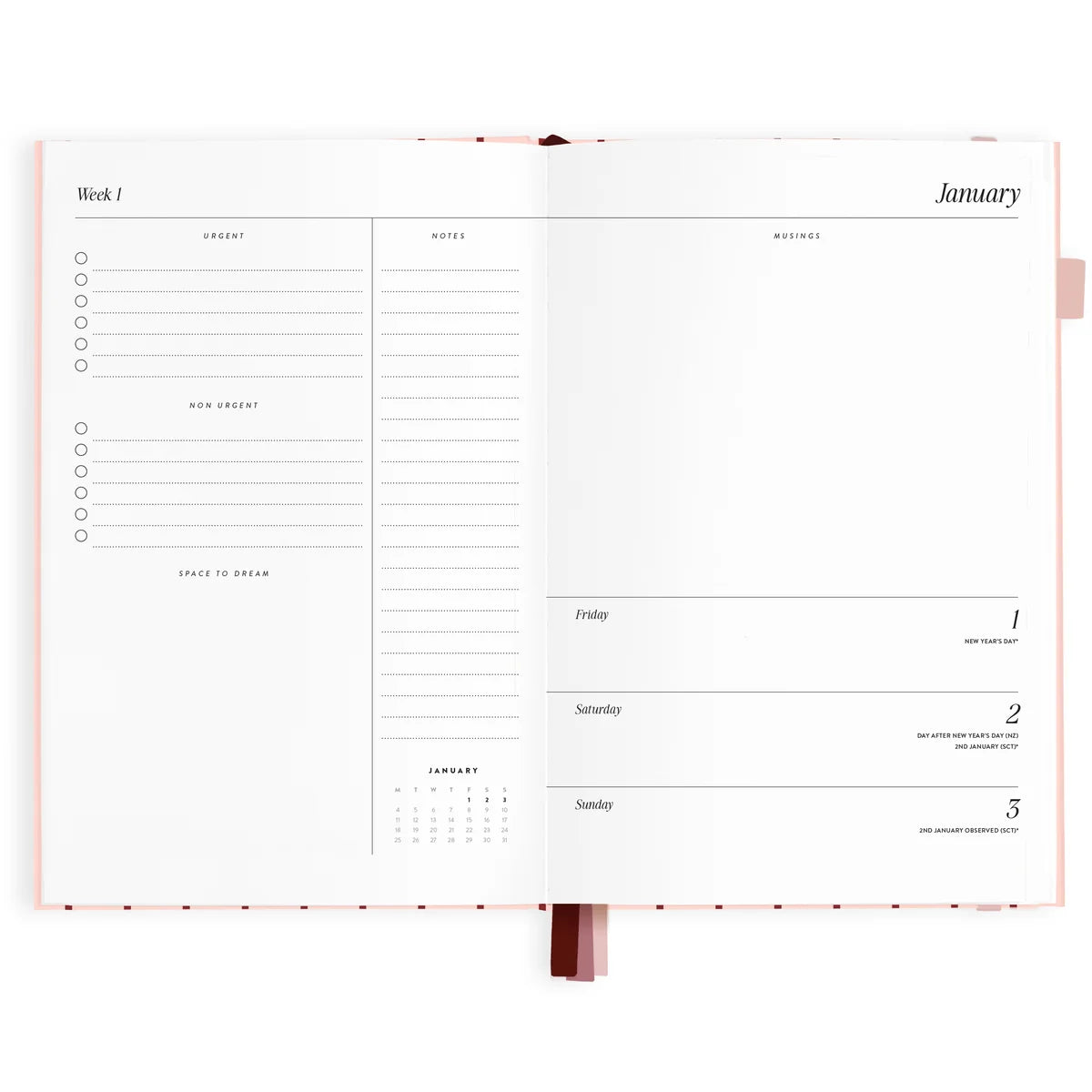 2027 A5 Horizontal Planner | Rosé Pinstripe