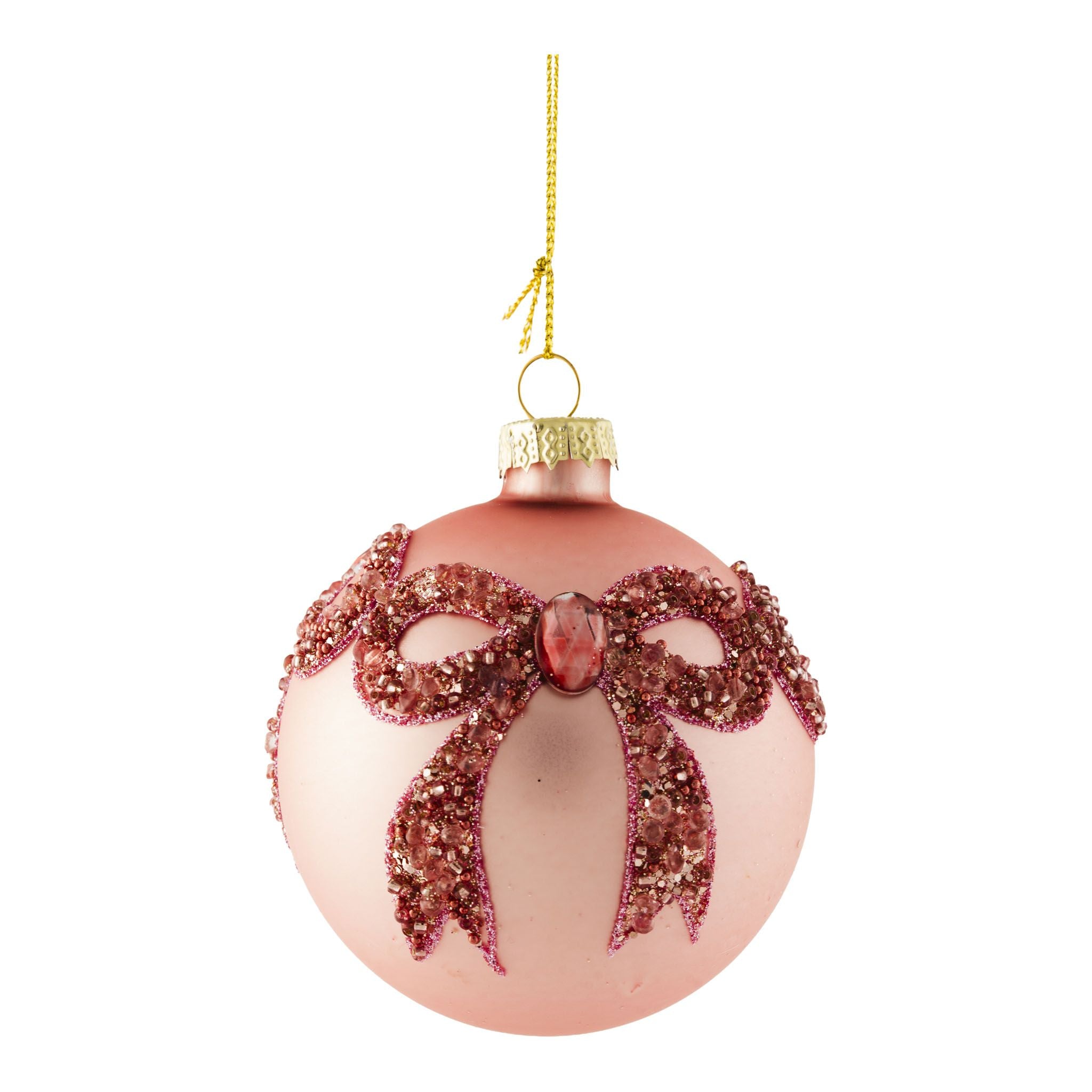 8cm Bow Encrusted Pink Ball
