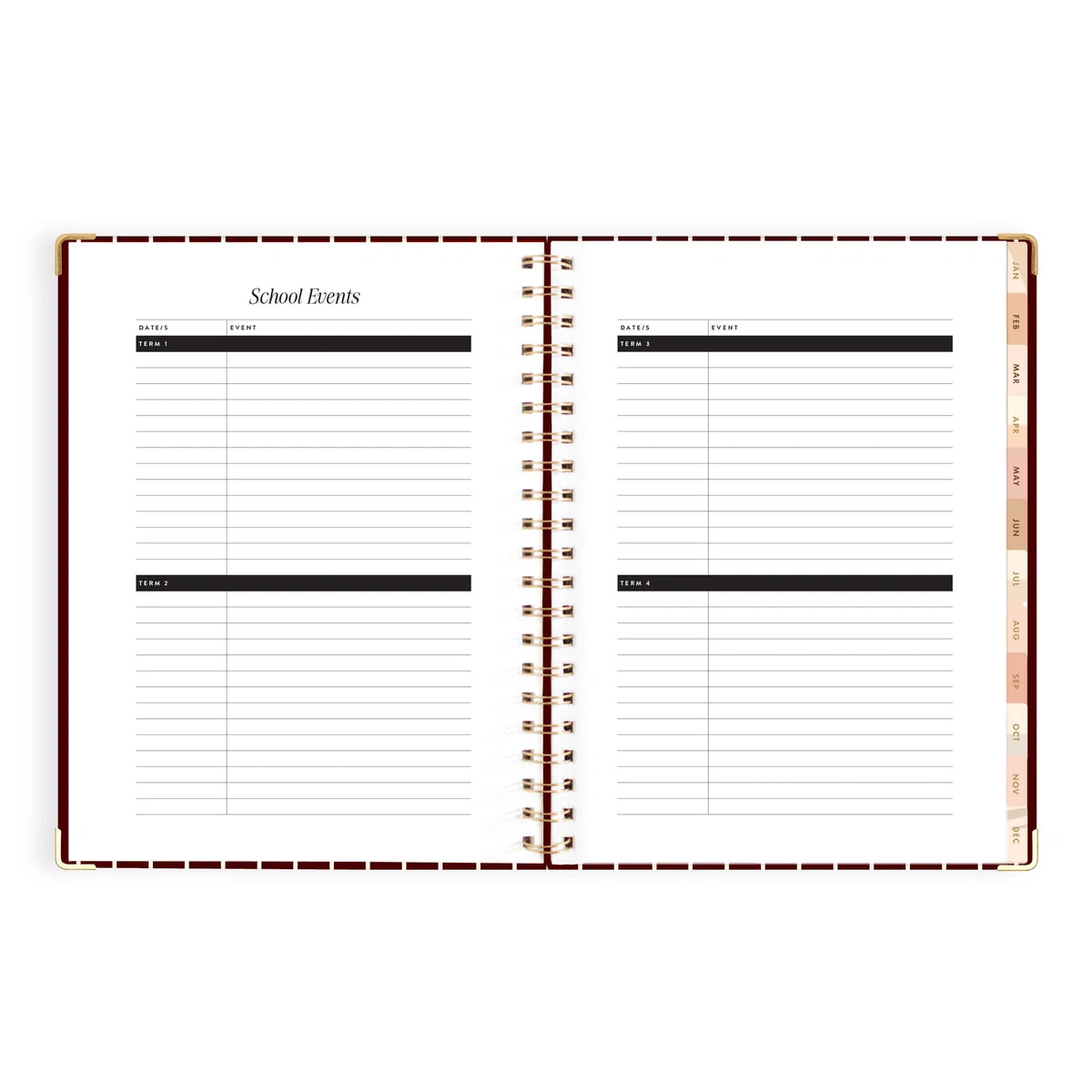 2027 A4 Academic Vertical Planner | Merlot Pinstripe