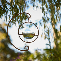 Hanging Bird Feeder Rust with Glass Bowl