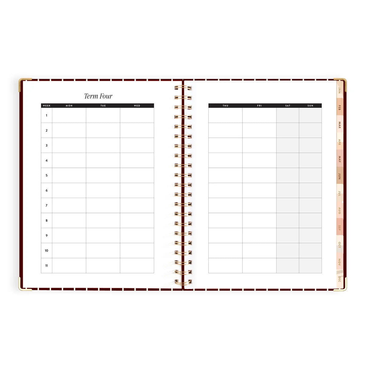 2027 A4 Academic Vertical Planner | Merlot Pinstripe