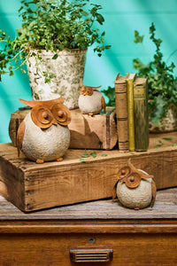 Round Owl Resin with Rust Eyes