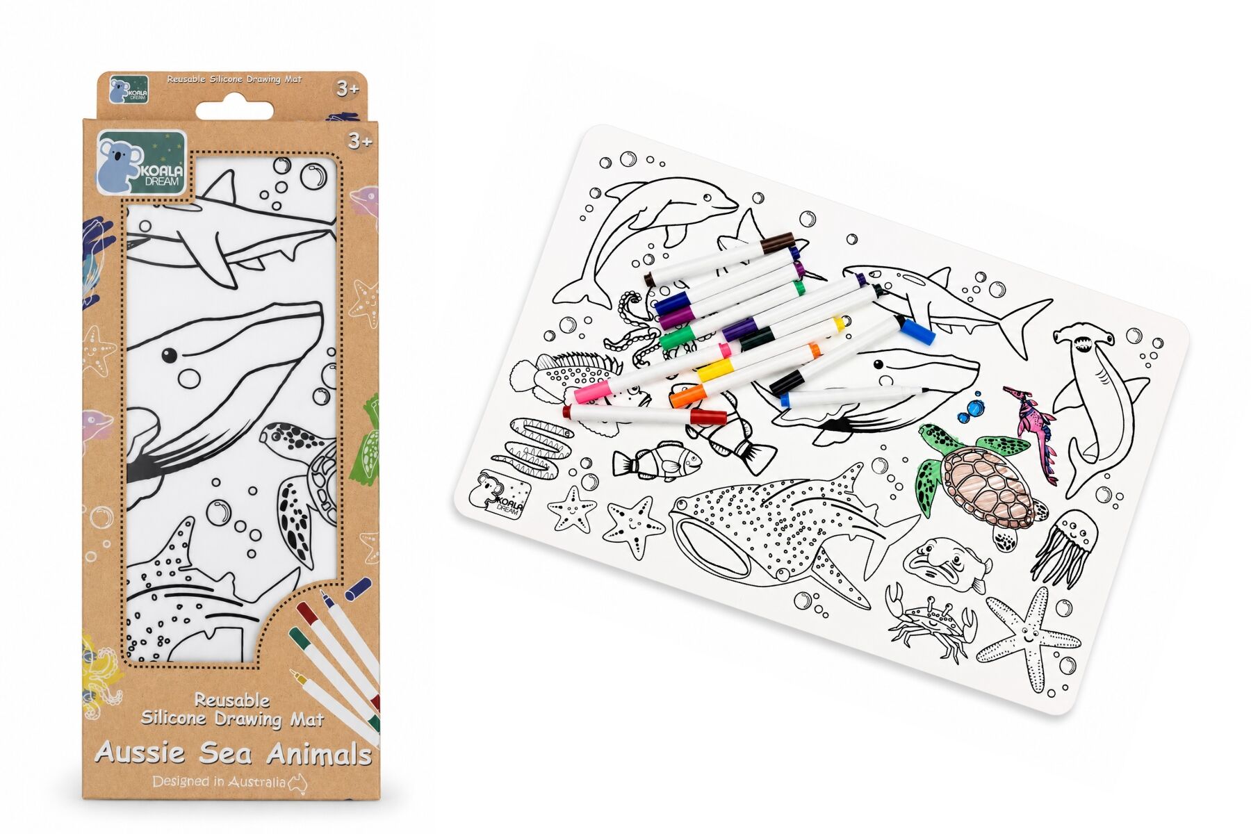 Reusable Silicone Drawing Mat | Sea Animals