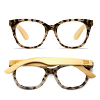 Lila Grace Ivory Tortoise l Wooden Blue Light Magnifying Reader