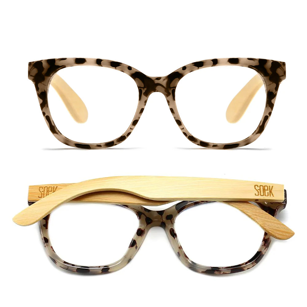 Lila Grace Ivory Tortoise l Wooden Blue Light Magnifying Reader