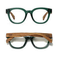 Alive Bottle Green l Wooden Blue Light Magnifying Reader