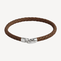 The Mariner Men’s Plaited Leather and Steel Bracelet | Tan