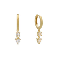 Double Drop Huggies | Yellow Gold