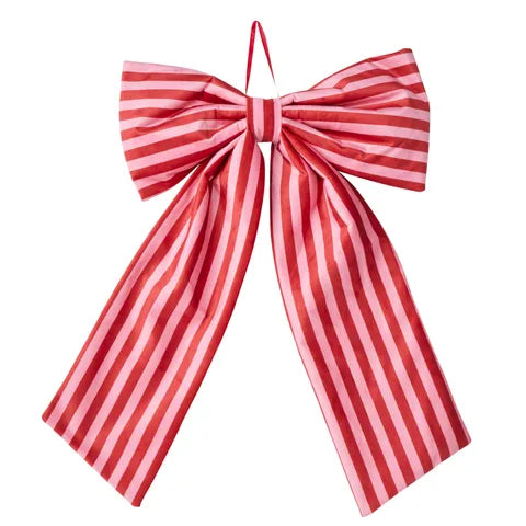 Merry Bengal Stripe Bow | Red/Pink