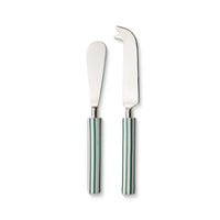 Clyde Stripe Storm Green Cheese Knife Set 2