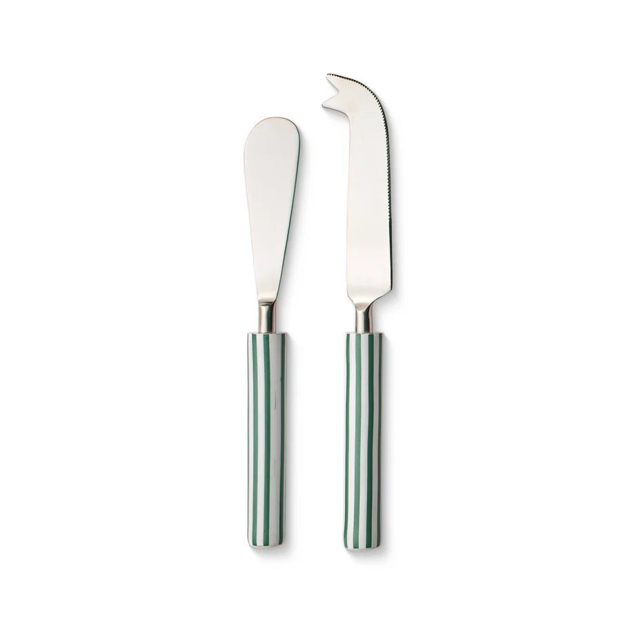 Clyde Stripe Storm Green Cheese Knife Set 2