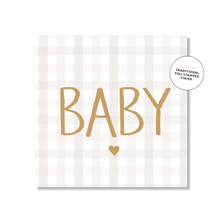Baby Beige Gingham Square | Greeting Card