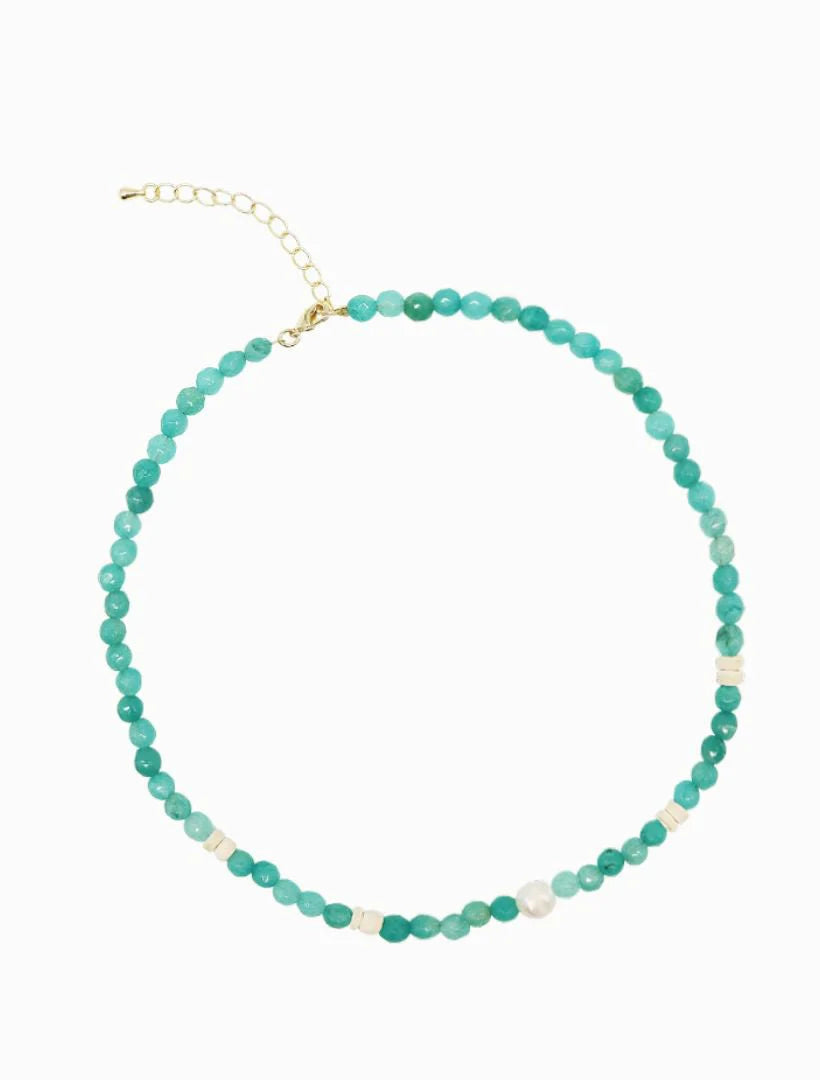 Stone and Pearl Necklace | Aqua
