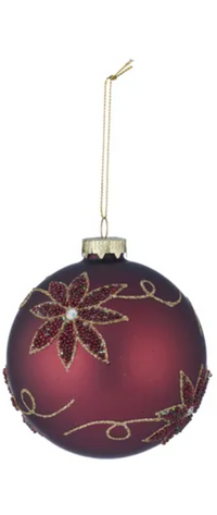 Glass Bauble Glitter Matte | Burgundy