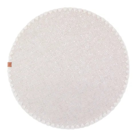Luster Round Placemat Fabric | Silver/Natural
