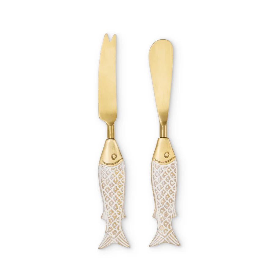 Seychelles Brass Fish Cheese Knife Set
