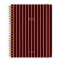 2027 A4 Academic Vertical Planner | Merlot Pinstripe