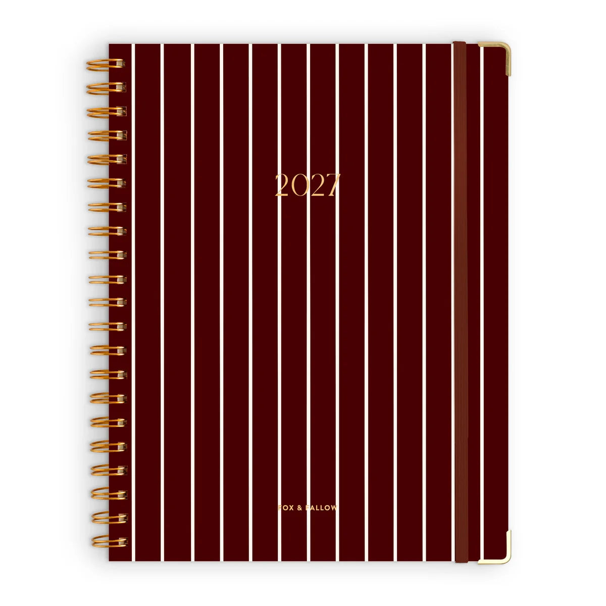 2027 A4 Academic Vertical Planner | Merlot Pinstripe