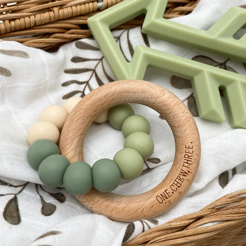 DUO Silicone and Beech Wood Teether | Ombre