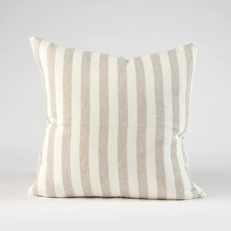 Santi Outdoor Linen Cushion | White/Silver Stripe
