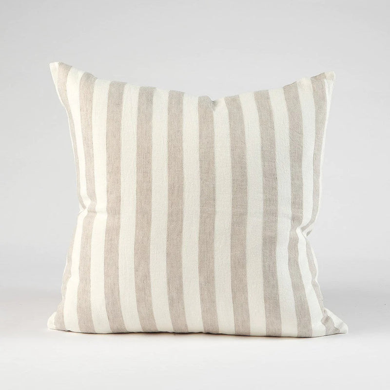 Santi Outdoor Linen Cushion | Off White/Silver Stripe