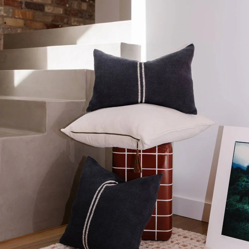 Orion Linen Cushion | Midnight/White