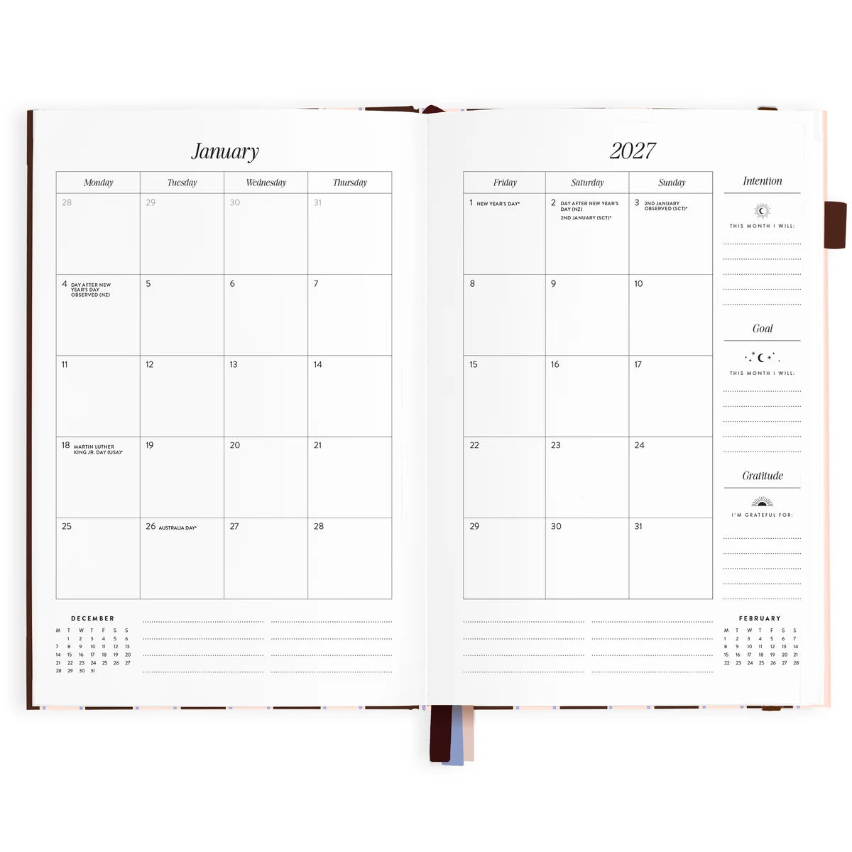 2027 A5 Academic Vertical Planner | Chocolate Stripe