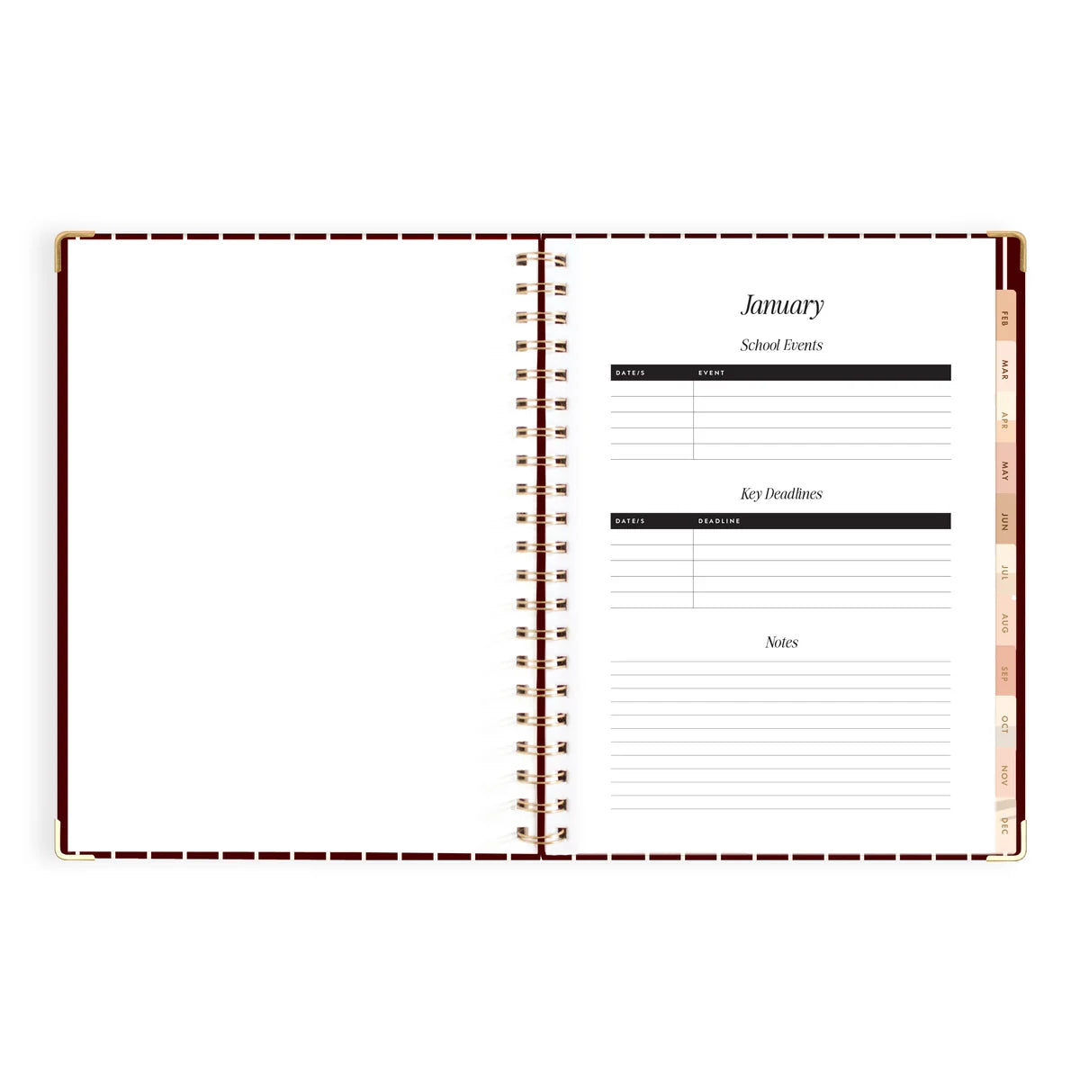 2027 A4 Academic Vertical Planner | Merlot Pinstripe