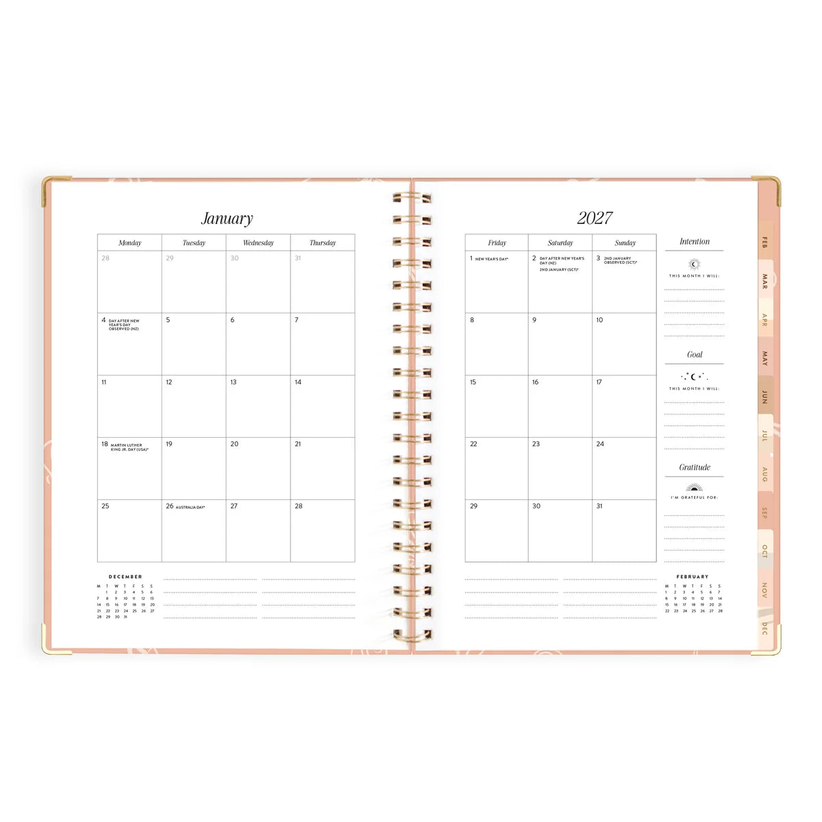 2027 A4 Academic Vertical Planner | Amalfi Peach