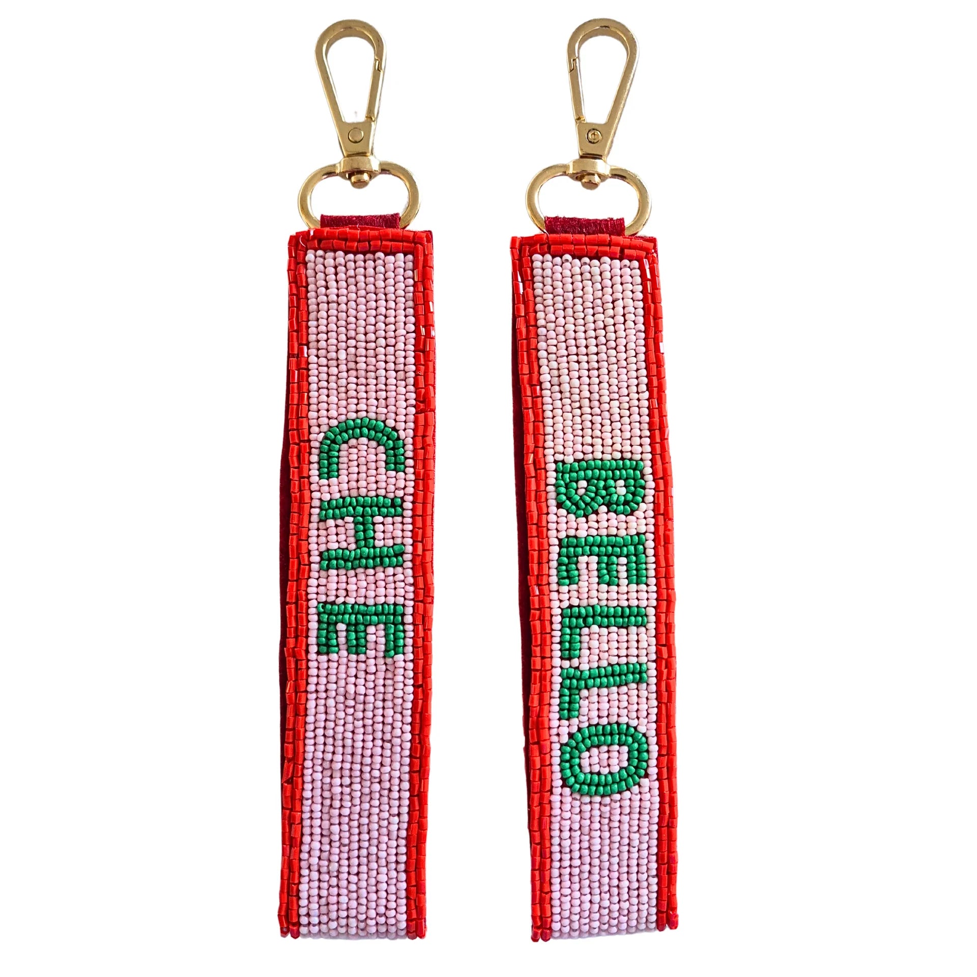 Beaded Keychain | Pink, Red + Green Che Bello