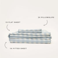 100% Organic Bamboo Sheet Set | Sky Gingham