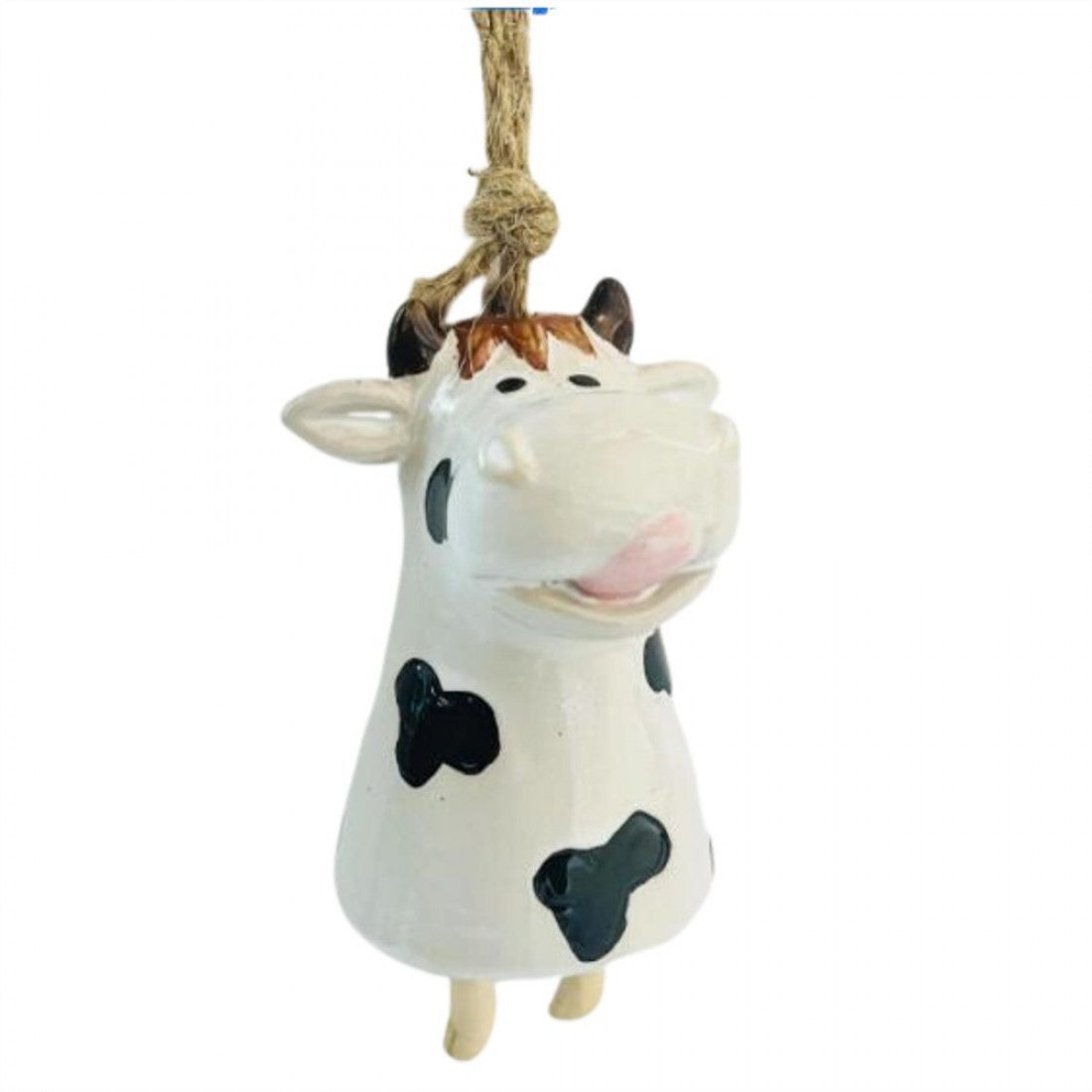 Ceramic B+W Cow Windchime
