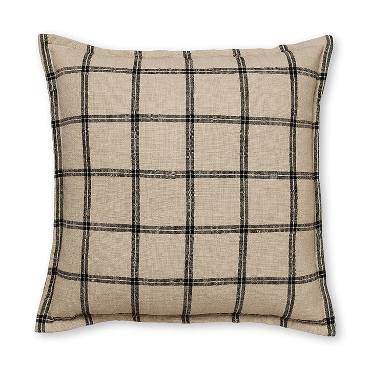 Surrey Black/Sand Check Feather Cushion