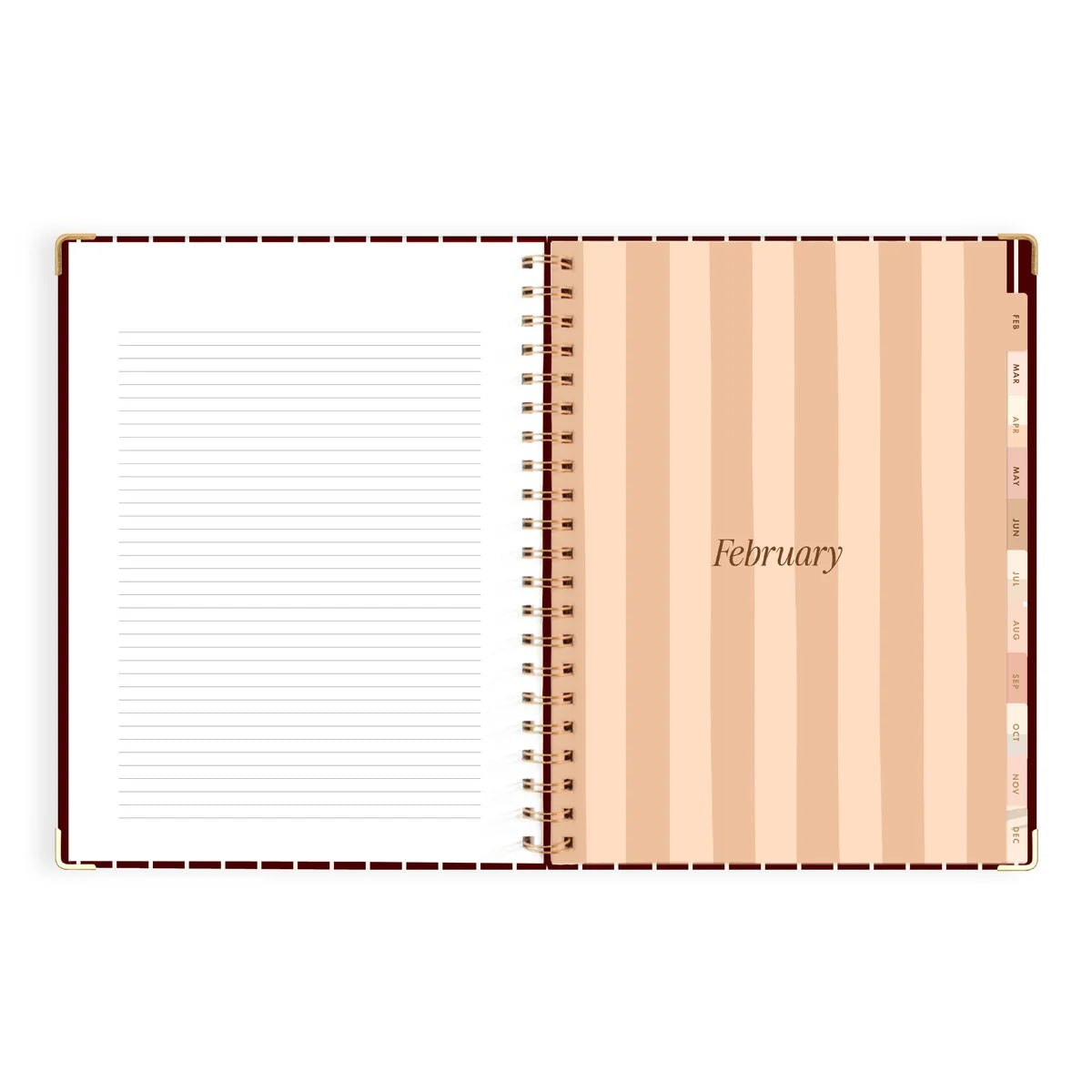 2027 A4 Academic Vertical Planner | Merlot Pinstripe