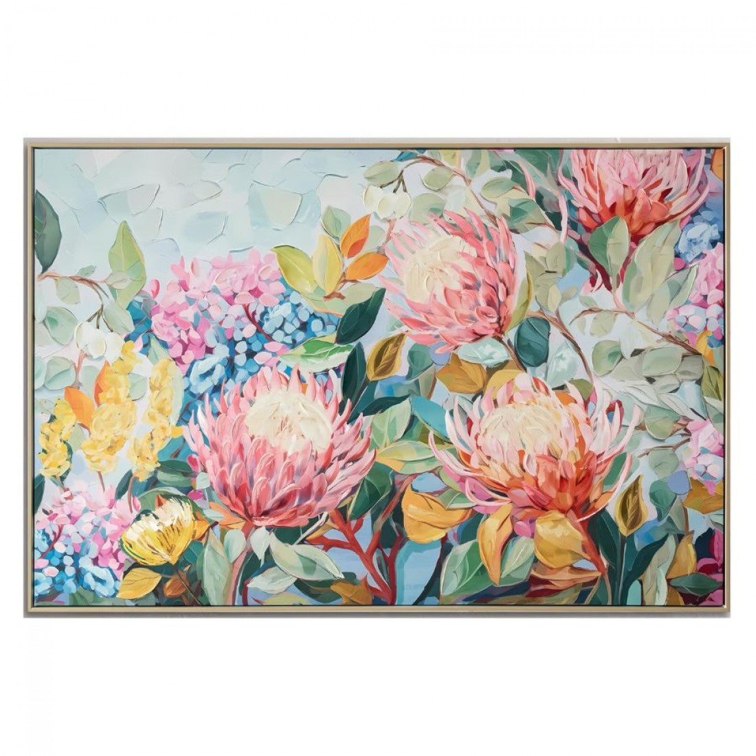 Native Bloom Hand Painted Canvas Print in Frame