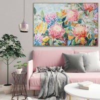Native Bloom Hand Painted Canvas Print in Frame