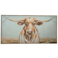 Bull Hand Painted Canvas Print in Frame