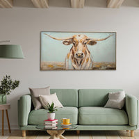 Bull Hand Painted Canvas Print in Frame