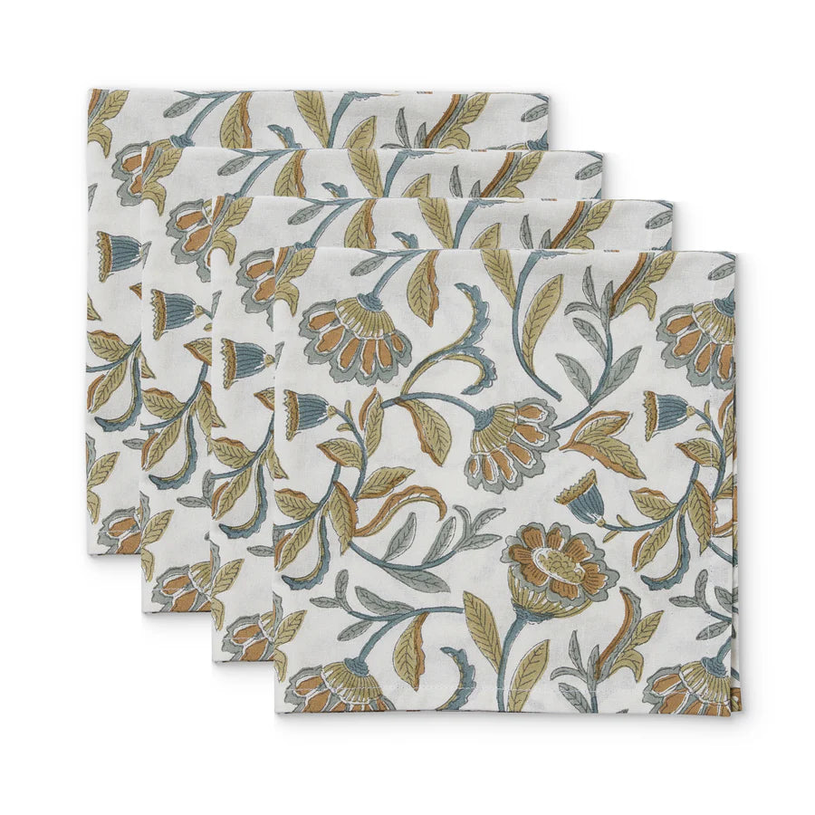 Summer Garden Multi Block Print Napkin | Set 4