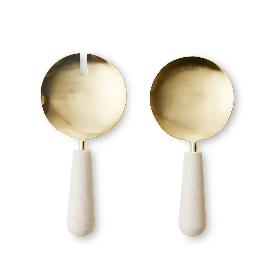 Aries Cream/Brass Salad Servers