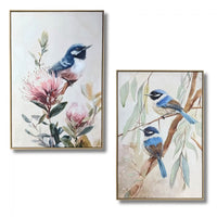Blue Wren Garden Hand Painted Prints