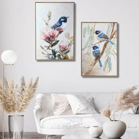 Blue Wren Garden Hand Painted Prints