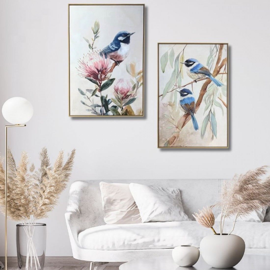 Blue Wren Garden Hand Painted Prints