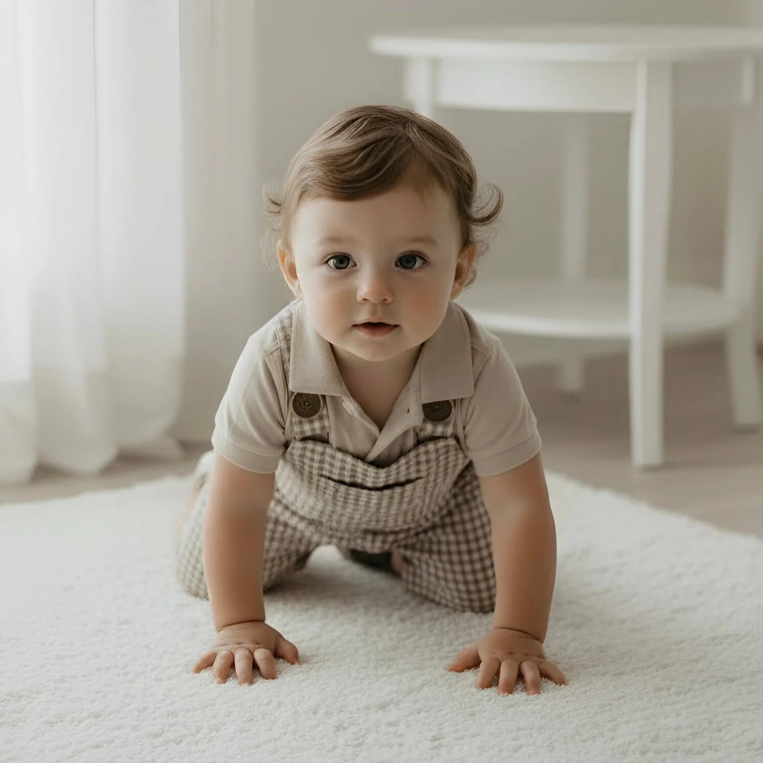 Baby Boys Roy Dungaree | Brown Gingham